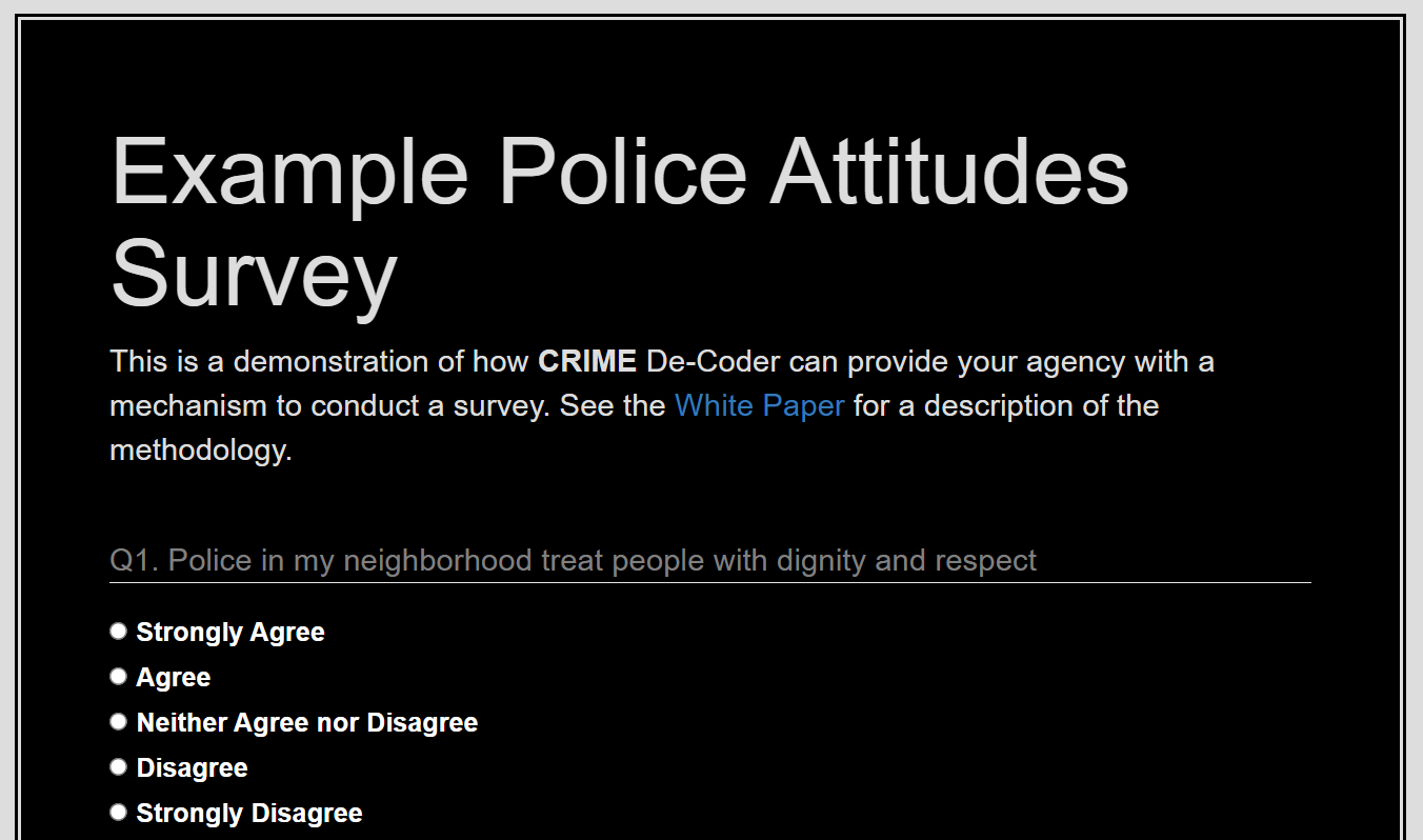 Demonstration of custom survey